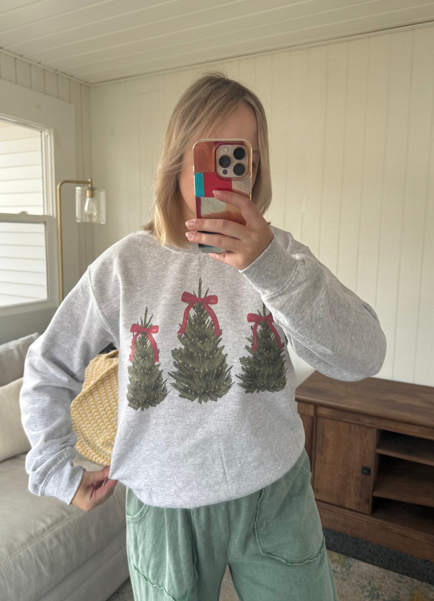 Tied With a Bow Christmas Tree Graphic Crewneck