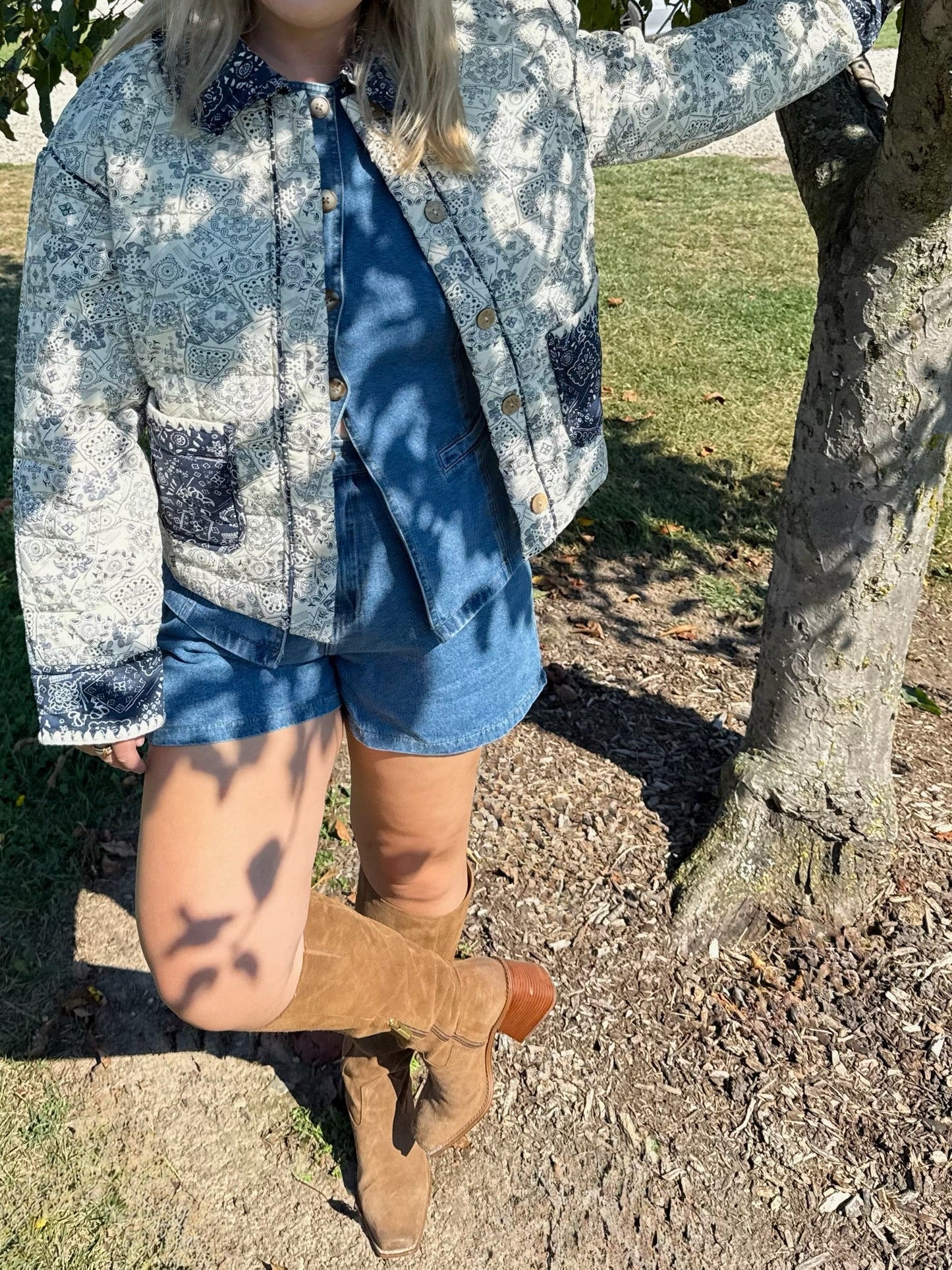 The Quilted Bandana Collared Jacket - Allora