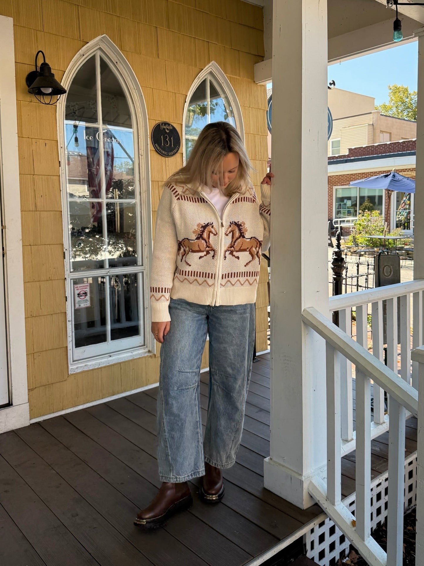 The Rodeo Knitted Horse Zip-Up Cardigan - Allora