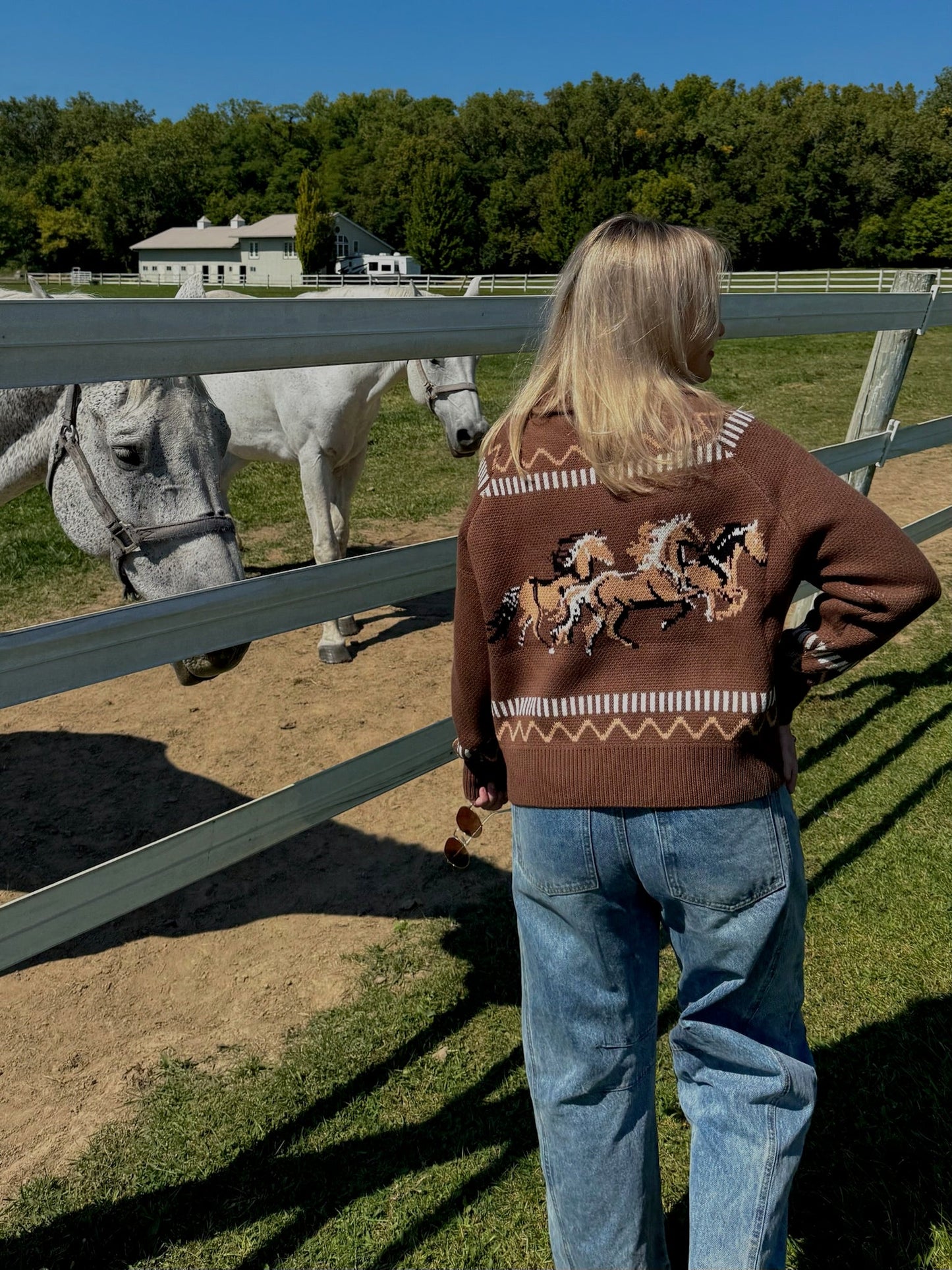 The Rodeo Knitted Horse Zip-Up Cardigan - Allora