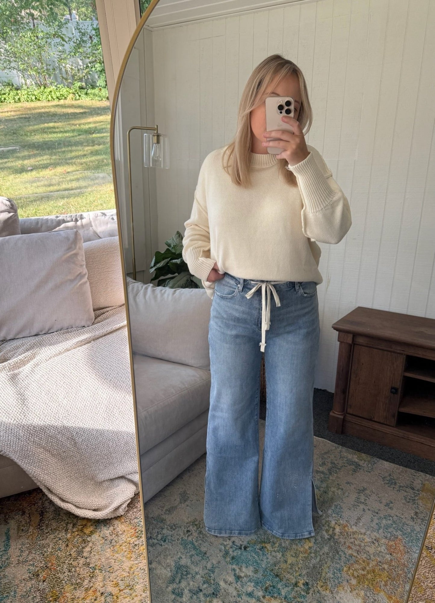 The Roundup Side Slit Wide Leg Jeans - Allora