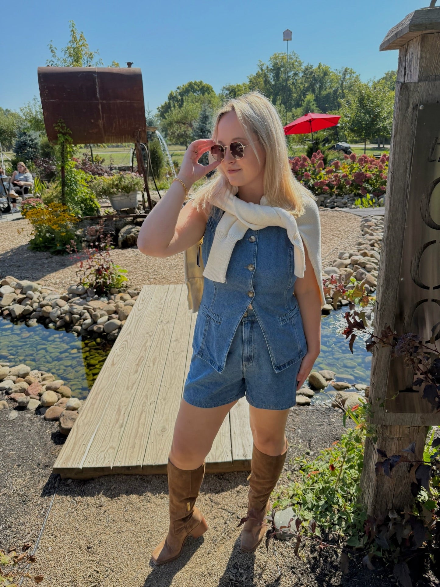 The Saddle Up Denim Vest and Short Set - Allora