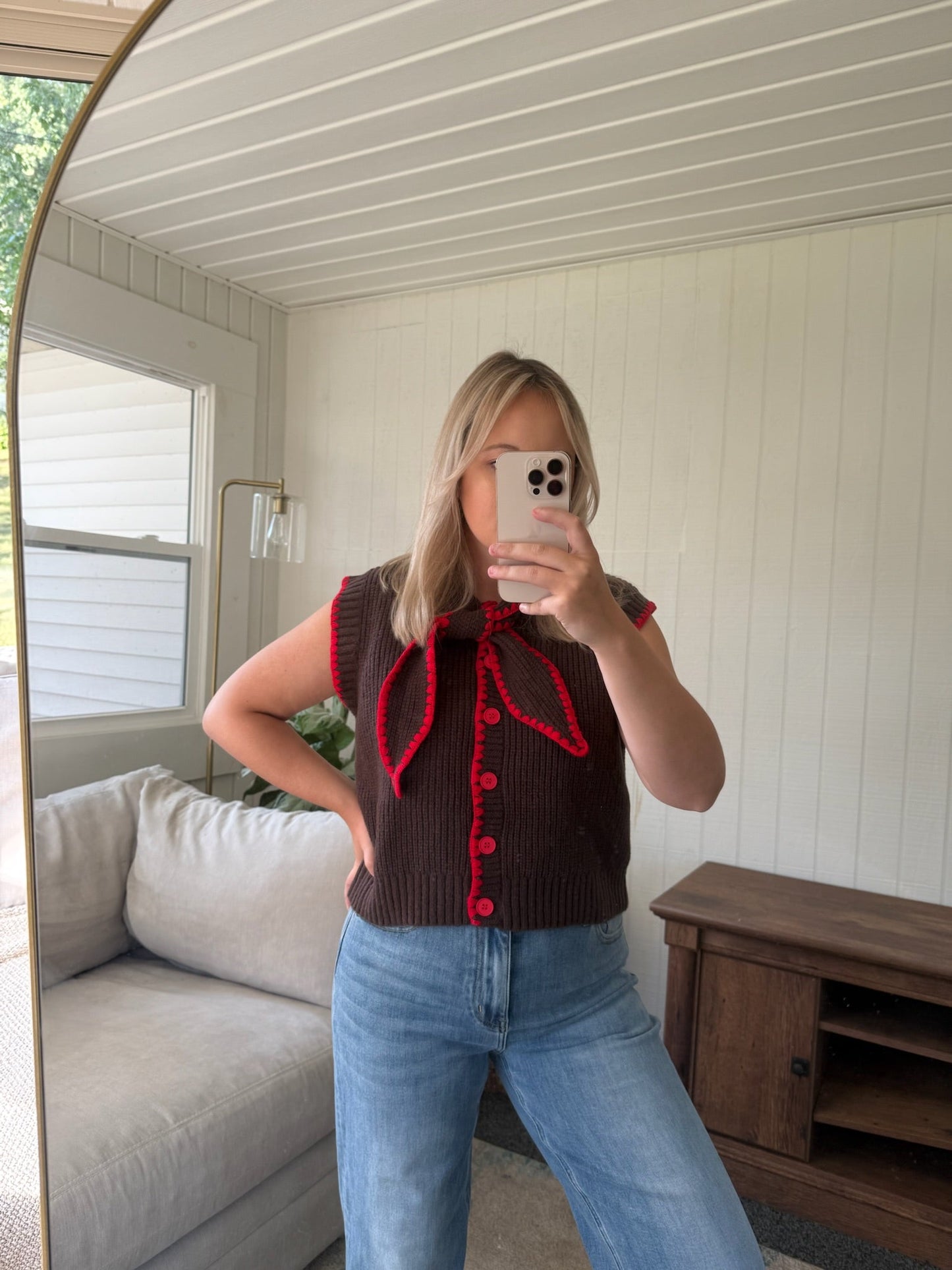 The Tie Neck Sweater Vest - Allora