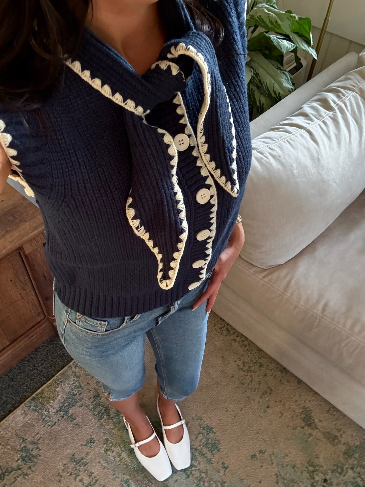 The Tie Neck Sweater Vest - Allora