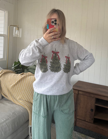 Tied With a Bow Christmas Tree Graphic Crewneck