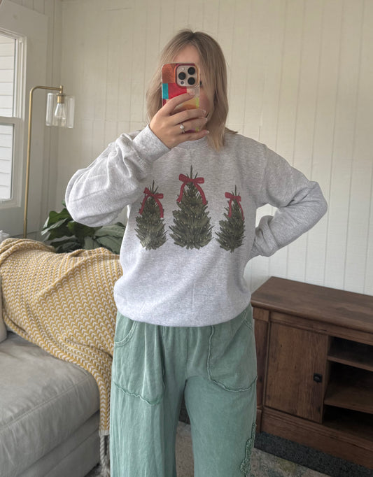 Tied With a Bow Christmas Tree Graphic Crewneck
