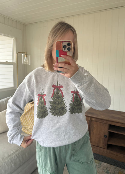 Tied With a Bow Christmas Tree Graphic Crewneck