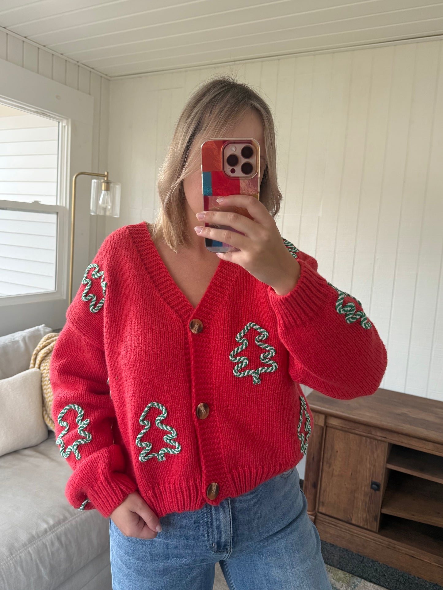 The Christmas Tree Embroidered Chunky Knit Cardigan