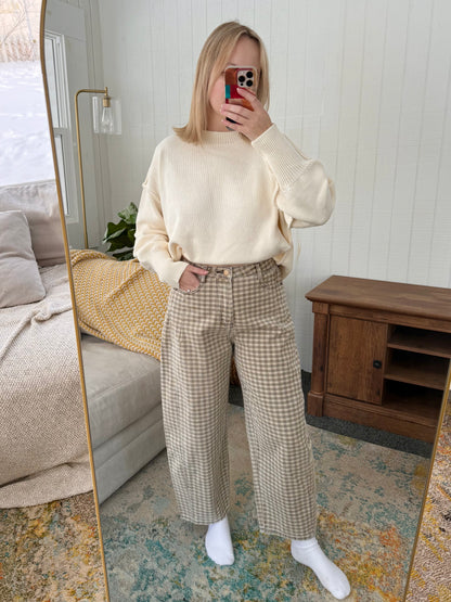 The Market Morning Barrel Leg Micro Check Pants