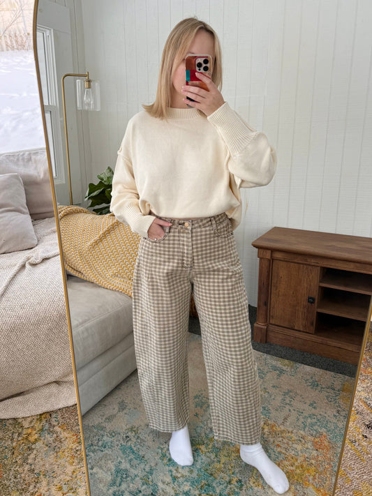 The Market Morning Barrel Leg Micro Check Pants