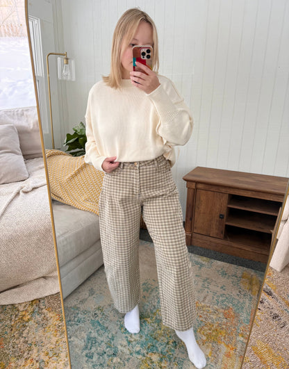 The Market Morning Barrel Leg Micro Check Pants