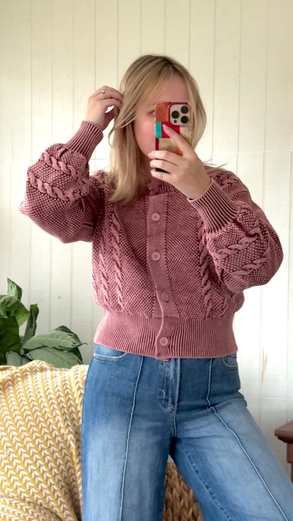 The Fairhaven Braided Cable Knit Cropped Cardigan