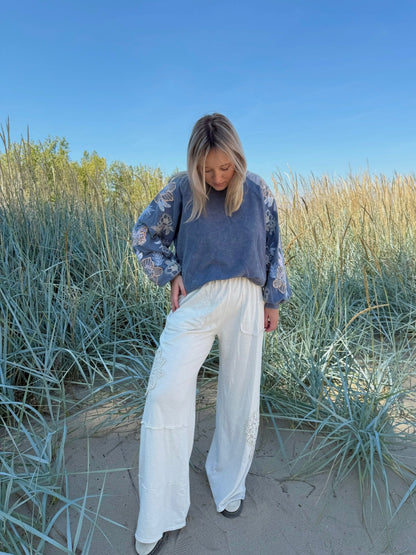 The Doily Wide Leg Casual Pants - Allora