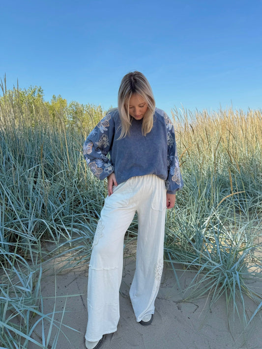 The Doily Wide Leg Casual Pants - Allora