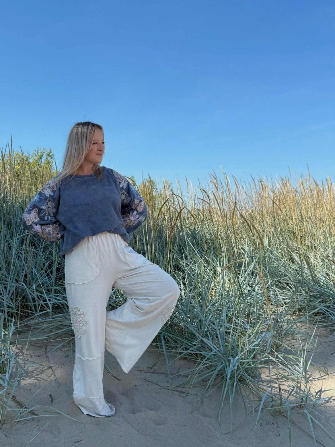 The Doily Wide Leg Casual Pants - Allora