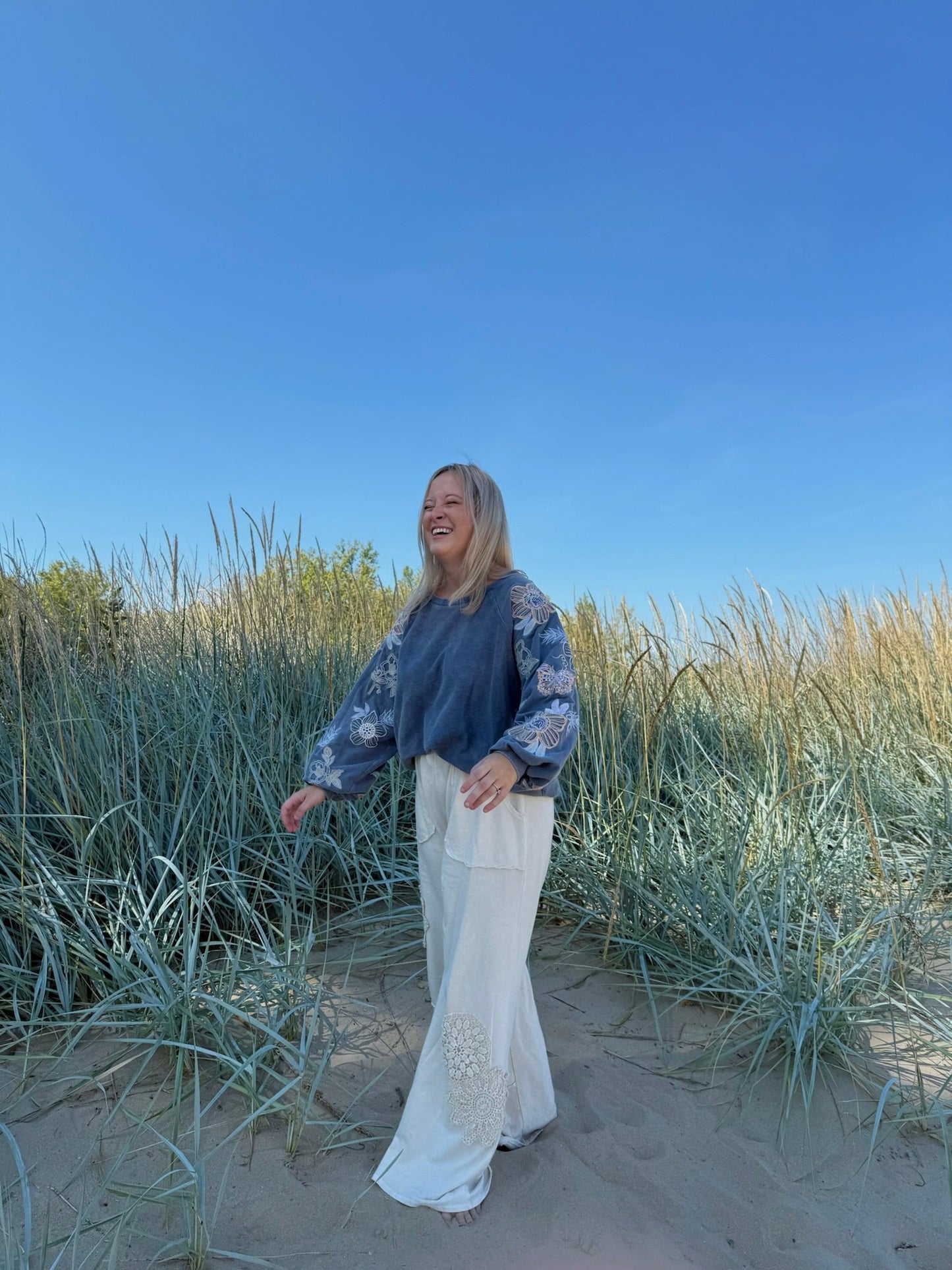 The Doily Wide Leg Casual Pants - Allora