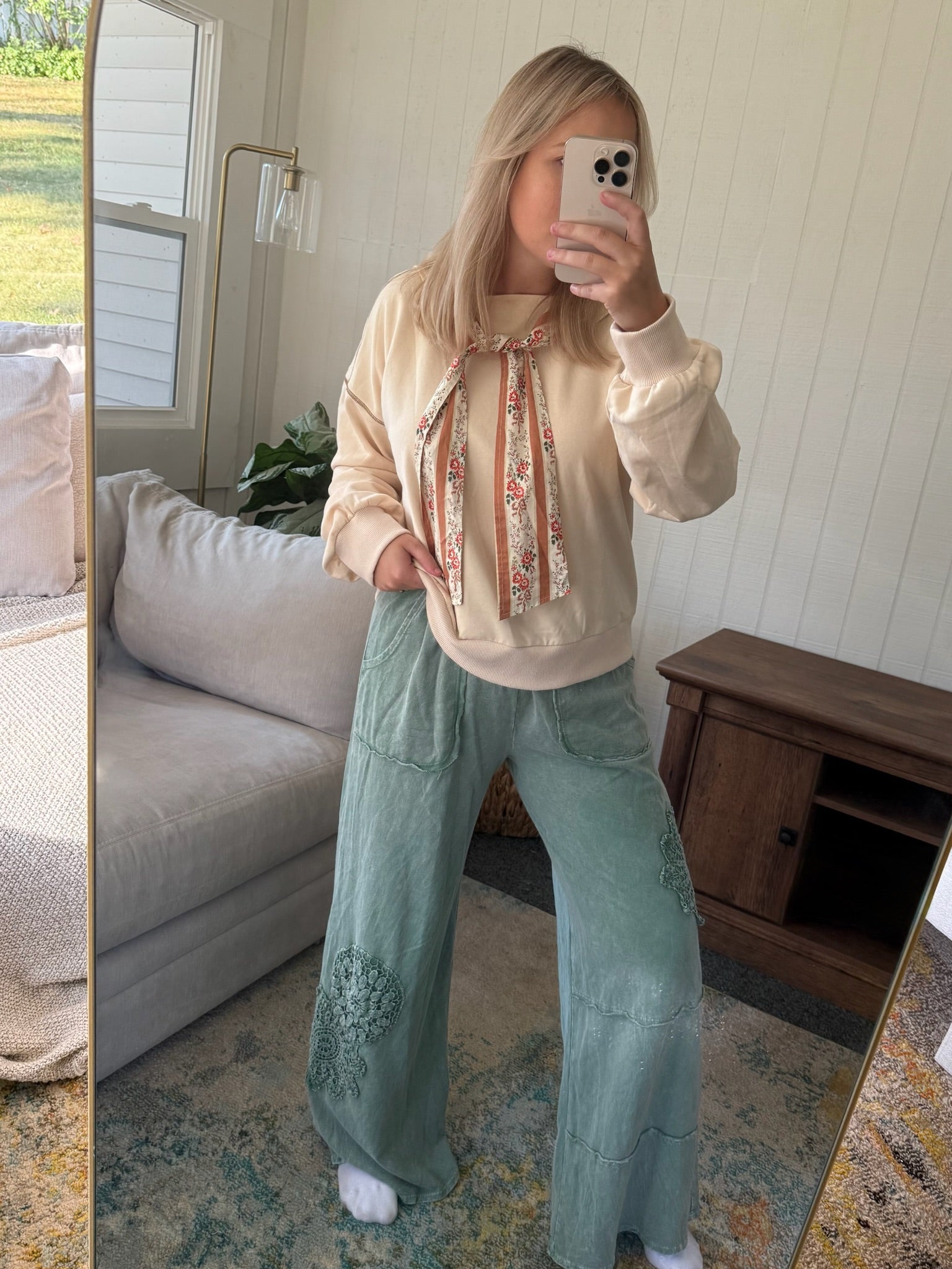 The Doily Wide Leg Casual Pants - Allora