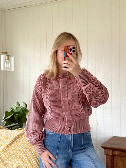 The Fairhaven Braided Cable Knit Cropped Cardigan