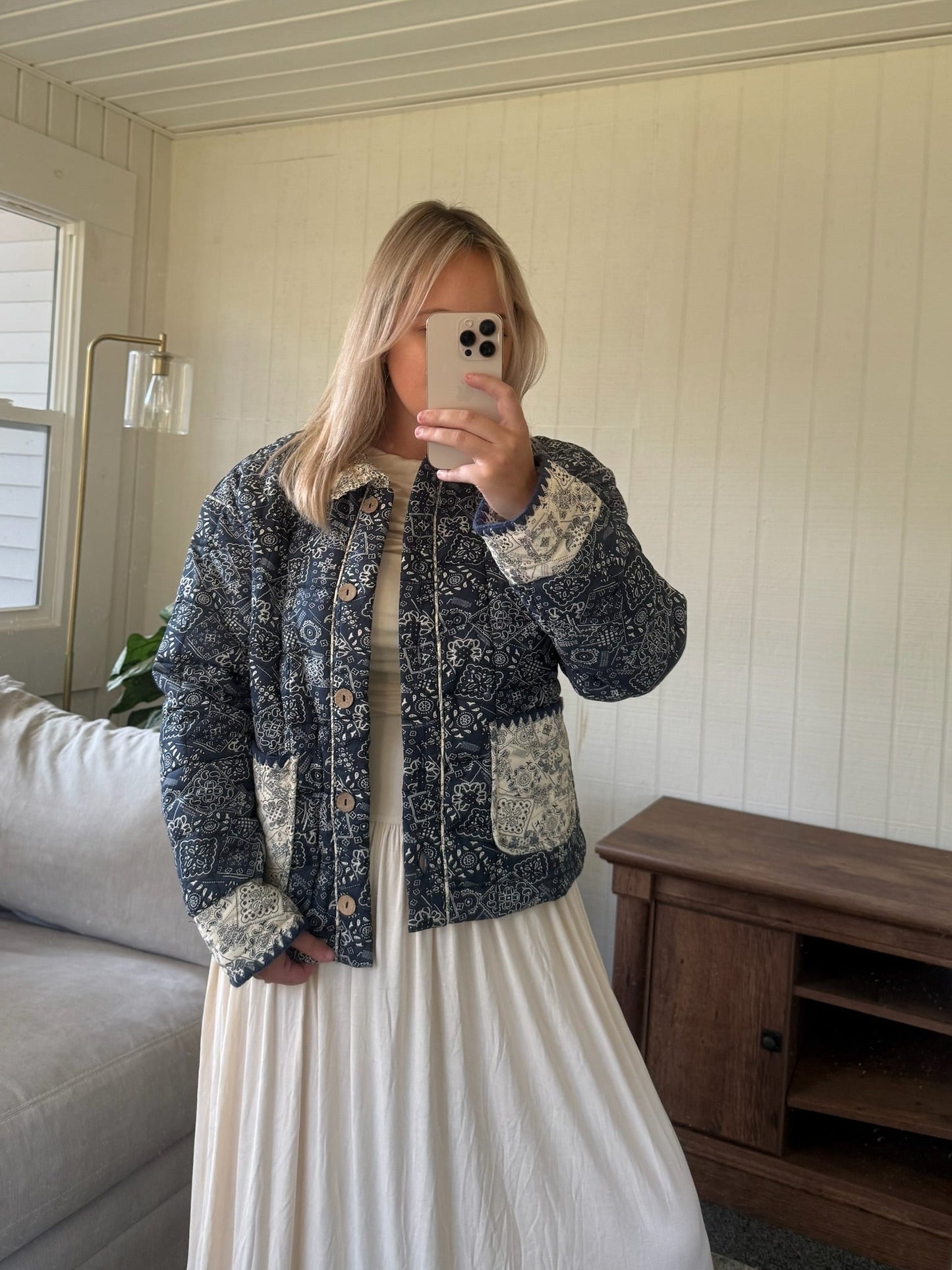 The Quilted Bandana Collared Jacket - Allora