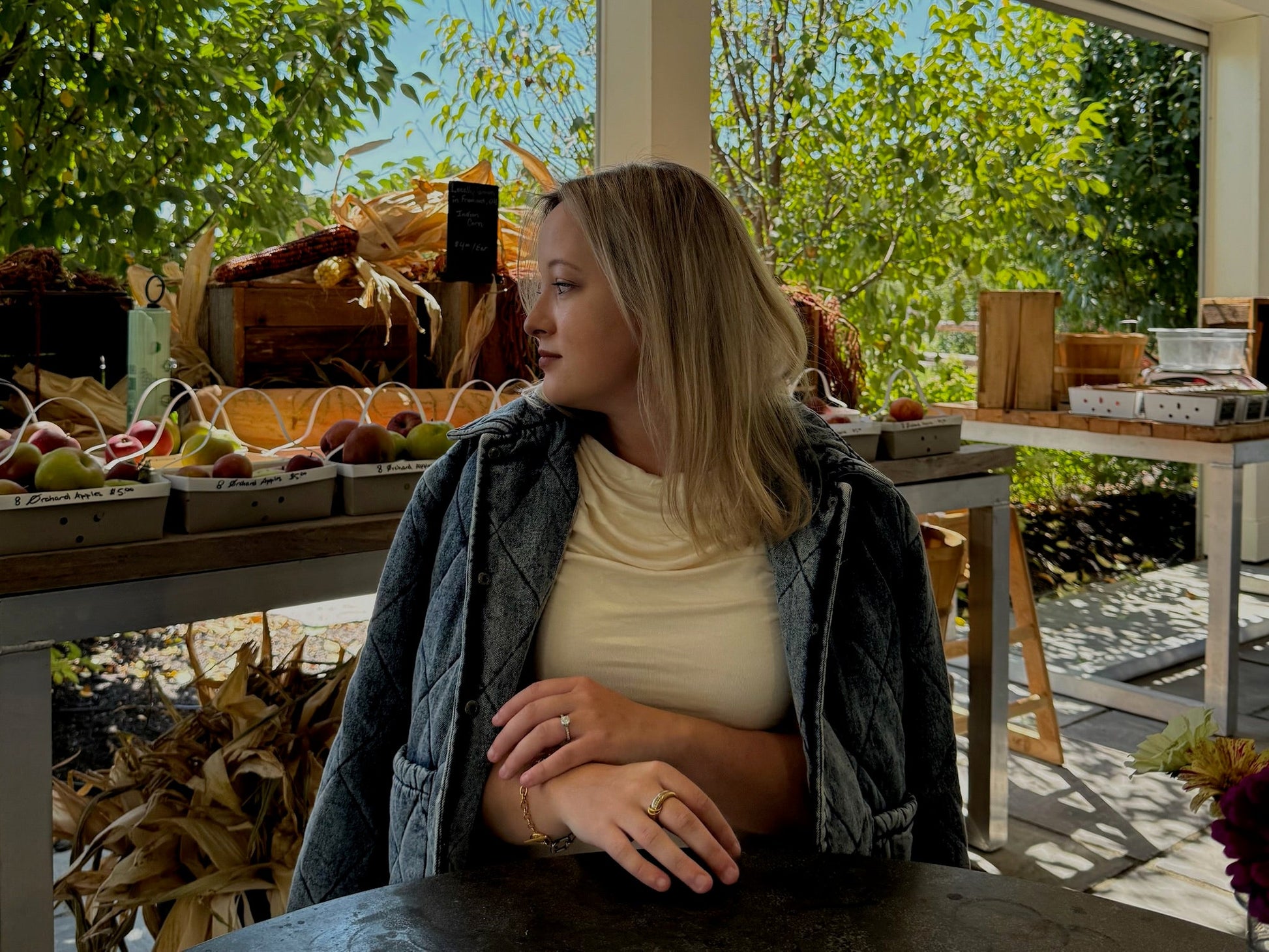 The Quilted Paisley Cuff Denim Jacket - Allora