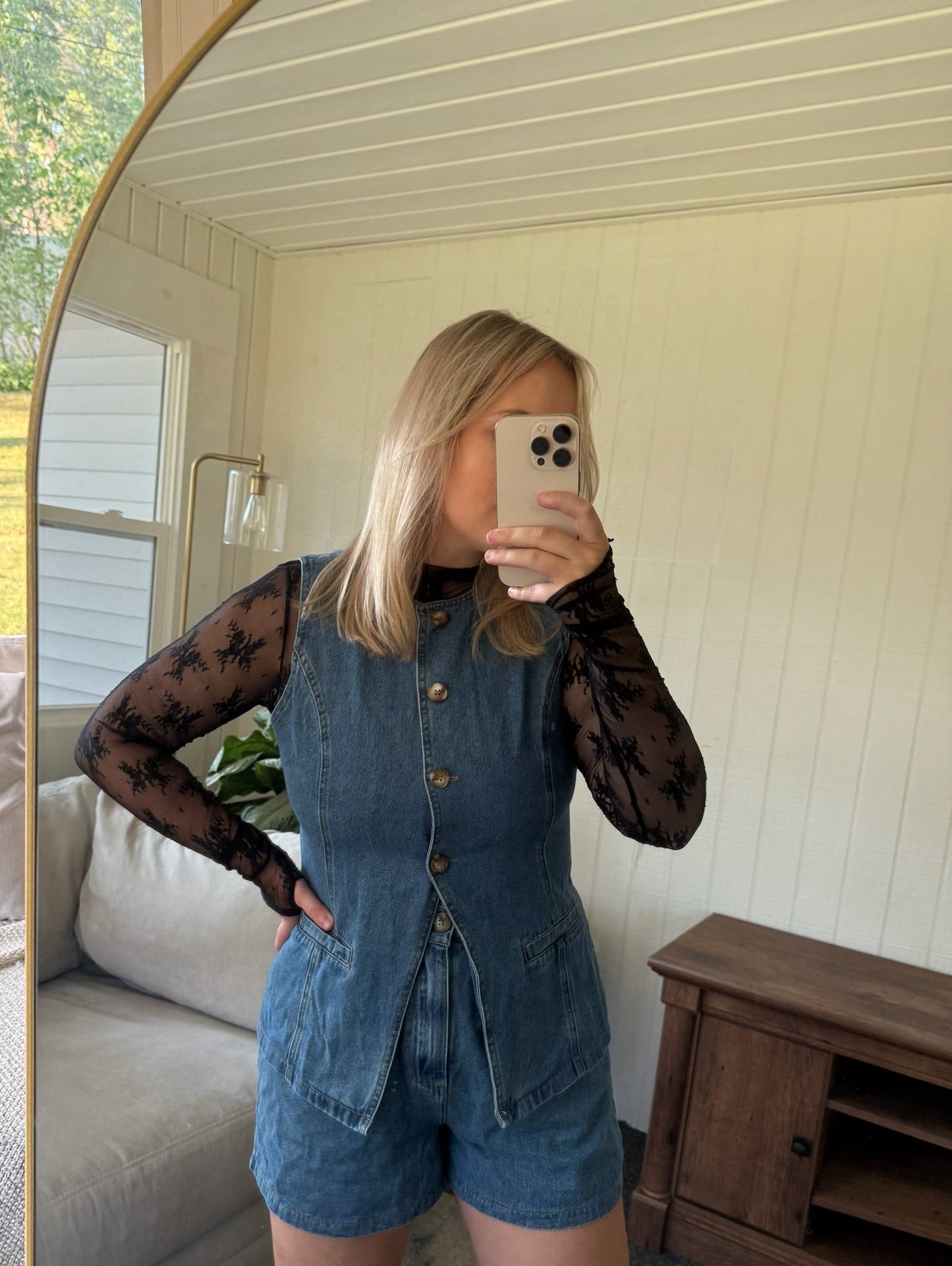 The Saddle Up Denim Vest and Short Set - Allora