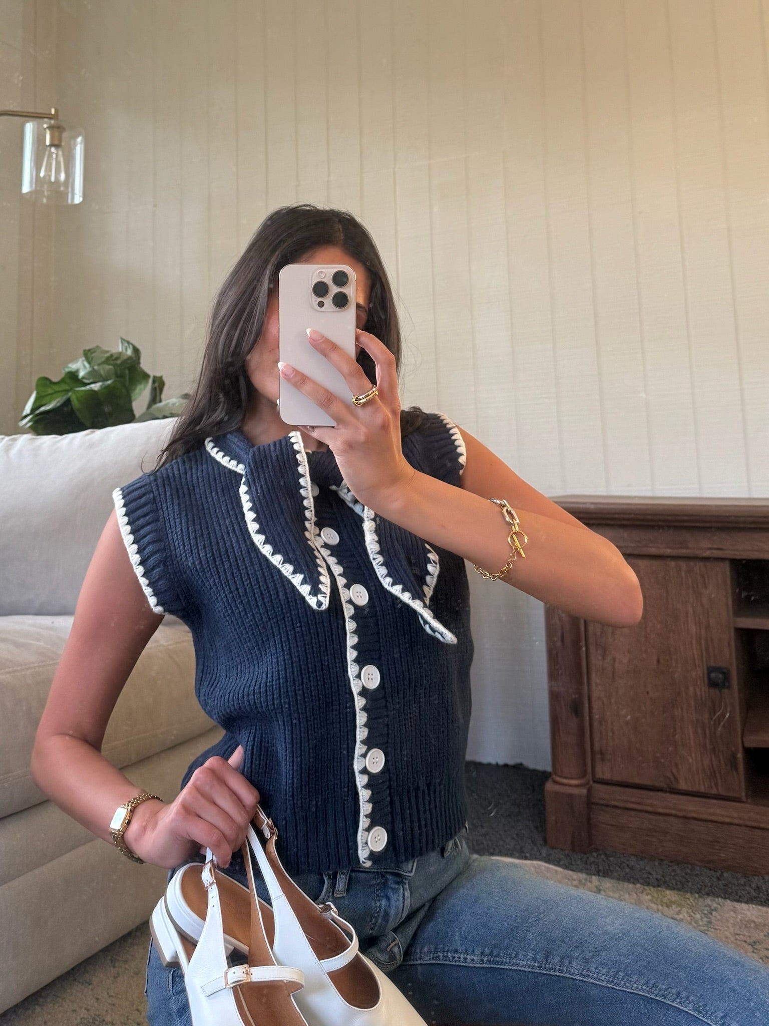 The Tie Neck Sweater Vest - Allora