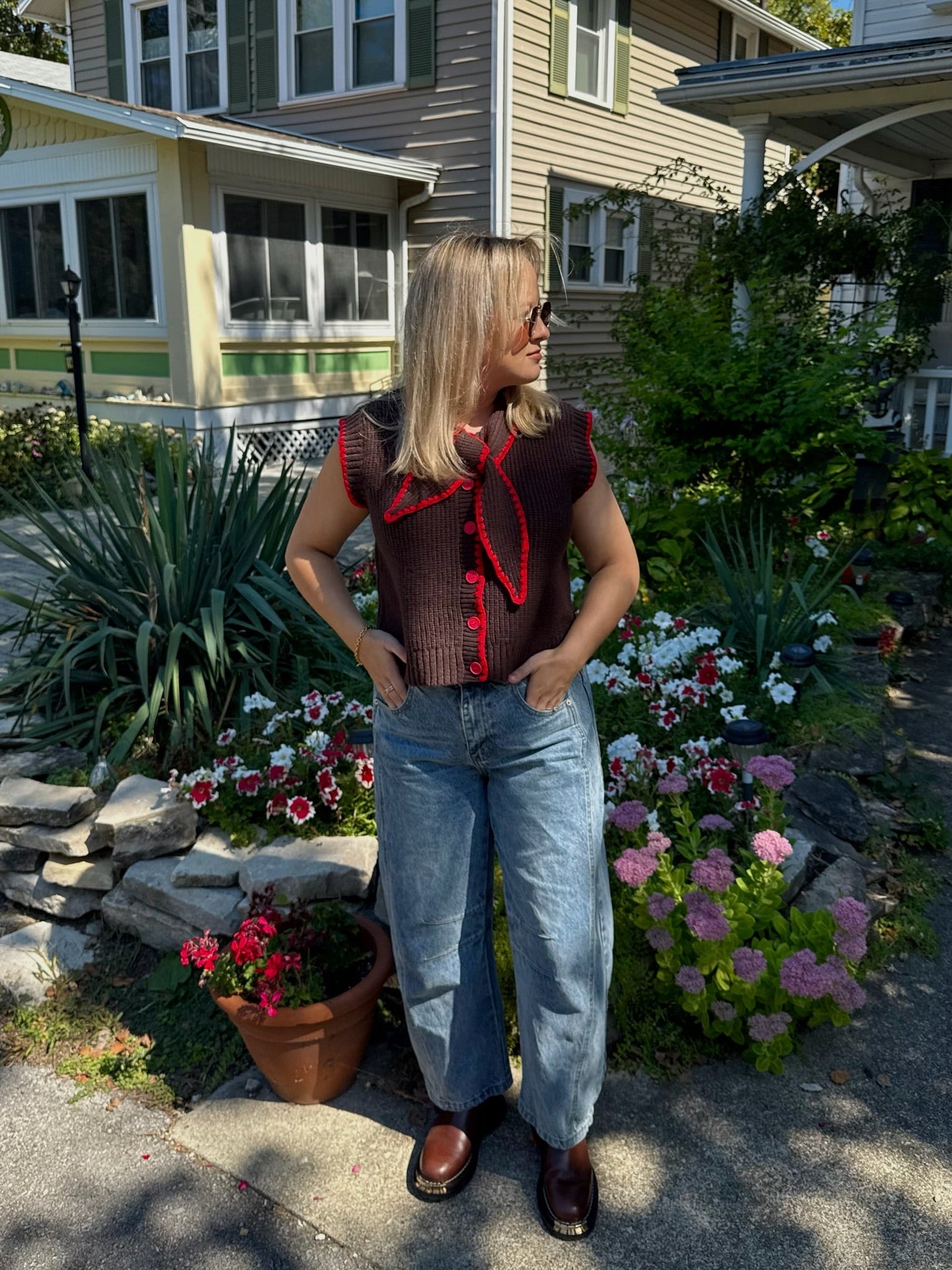 The Tie Neck Sweater Vest - Allora