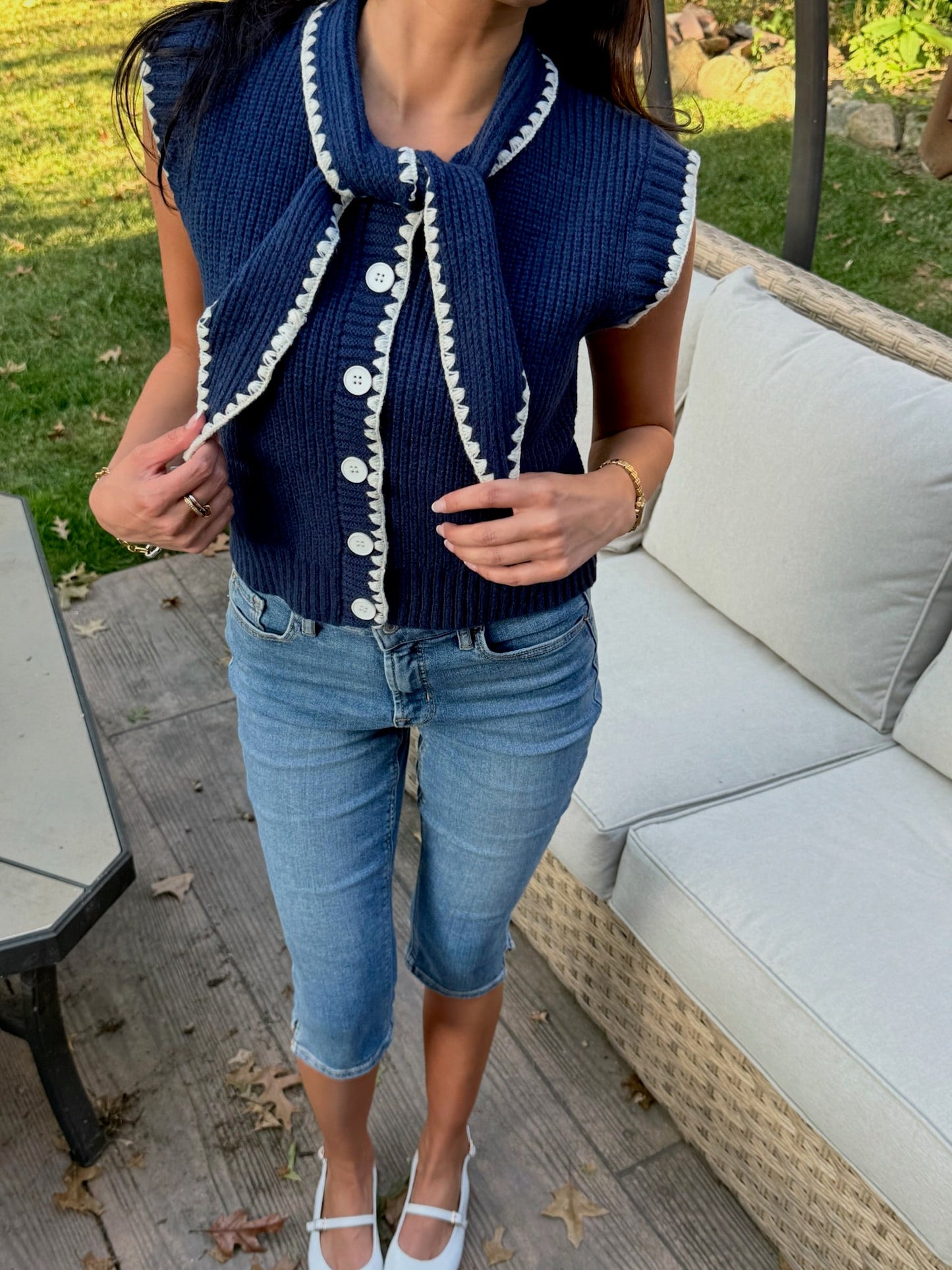 The Tie Neck Sweater Vest - Allora